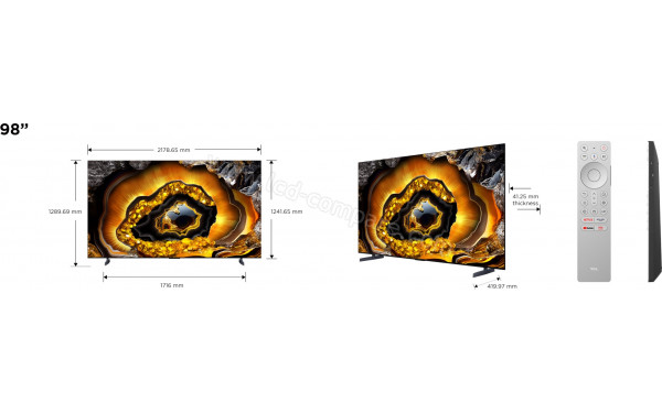 TCL 98X955 - Dimensions et t&eacute;l&eacute;commande