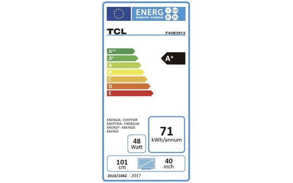 TCL F40B3913 - &Eacute;tiquette &eacute;nergie