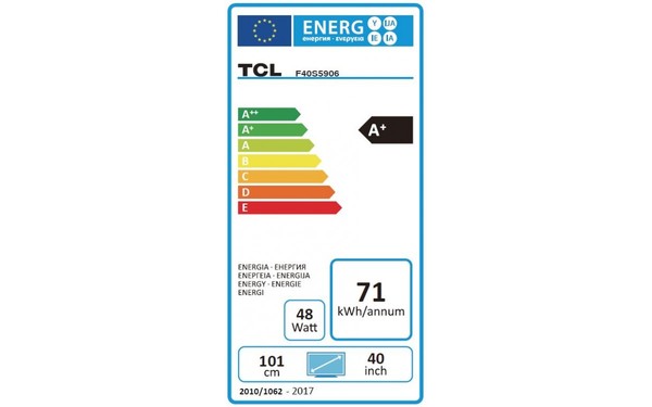 TCL F40S5906 - &Eacute;tiquette &eacute;nergie