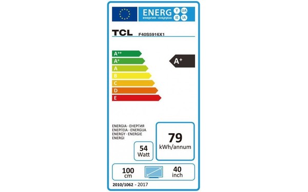 TCL F40S5916 - &Eacute;tiquette &eacute;nergie