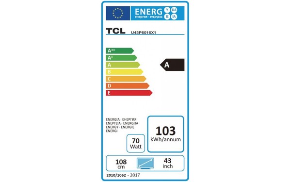 TCL U43P6016 - &Eacute;tiquette &eacute;nergie