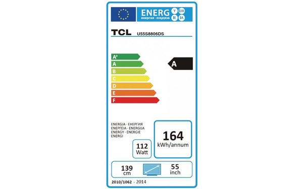 TCL U55S8806DS - &Eacute;tiquette &eacute;nergie