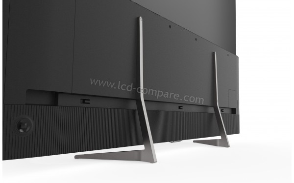 TCL U55X9076 - Vue 3/4 arri&egrave;re zoom sur la partie basse