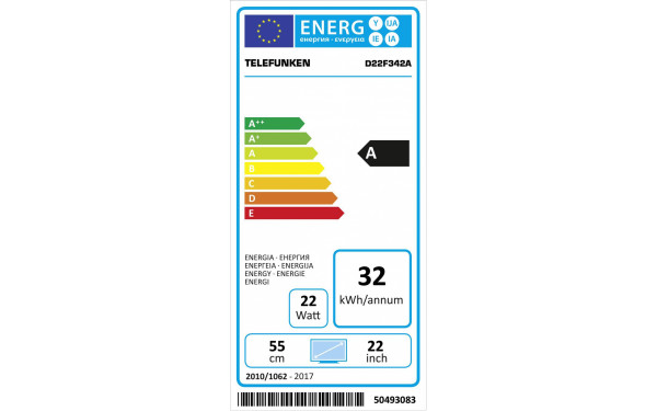 TELEFUNKEN D22F340A - &Eacute;tiquette &eacute;nergie