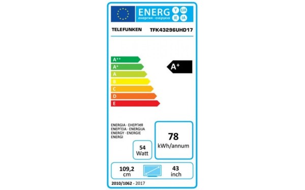 TELEFUNKEN TFK43296UHD17 - &Eacute;tiquette &eacute;nergie
