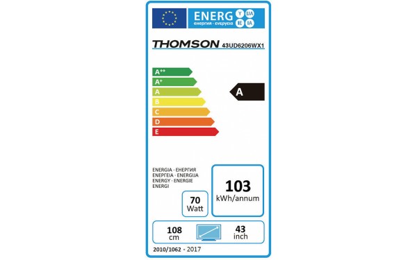 THOMSON 43UD6206W - &Eacute;tiquette &eacute;nergie