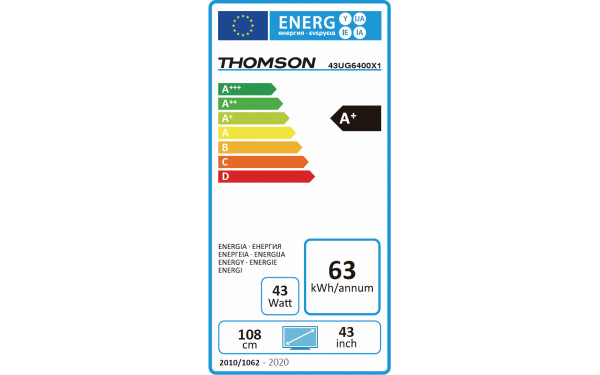 THOMSON 43UG6400 - &Eacute;tiquette &eacute;nergie