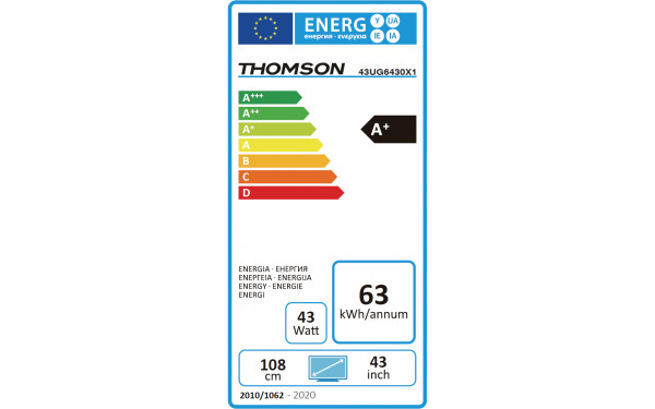 THOMSON 43UG6430 - &Eacute;tiquette &eacute;nergie