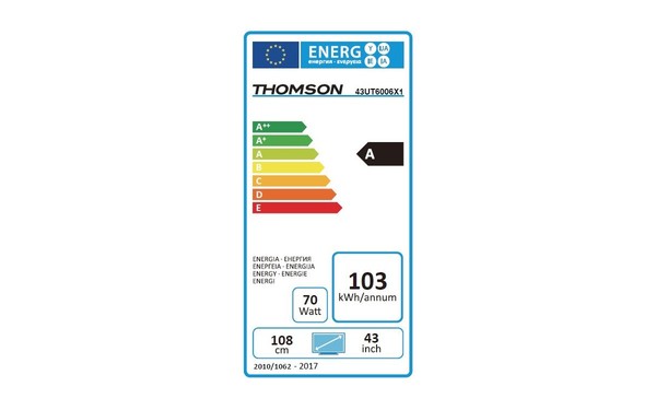 THOMSON 43UT6006 - &Eacute;tiquette &eacute;nergie