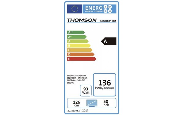 THOMSON 50UC6316 - &Eacute;tiquette &eacute;nergie