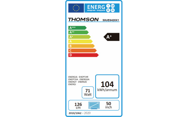 THOMSON 50UE6420 - &Eacute;tiquette &eacute;nergie