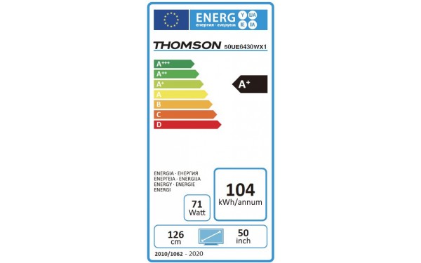 THOMSON 50UE6430W - &Eacute;tiquette &eacute;nergie