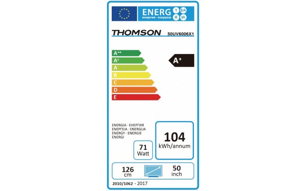 THOMSON 50UV6006 - &Eacute;tiquette &eacute;nergie