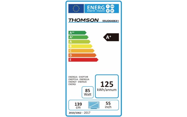 THOMSON 55UD6406 - &Eacute;tiquette &eacute;nergie