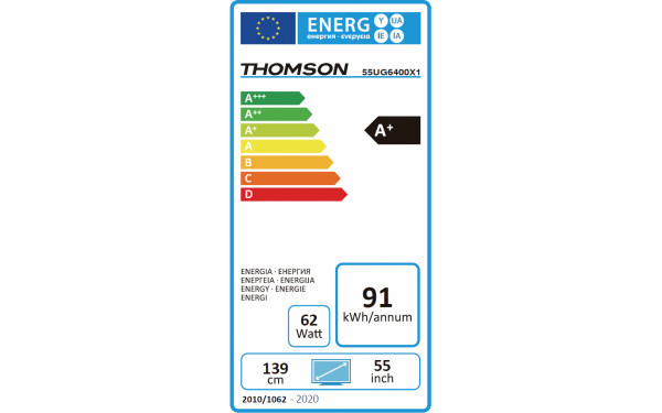 THOMSON 55UG6400 - &Eacute;tiquette &eacute;nergie