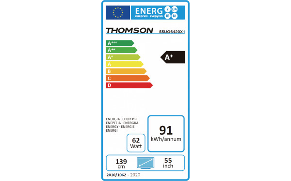 THOMSON 55UG6420 - &Eacute;tiquette &eacute;nergie