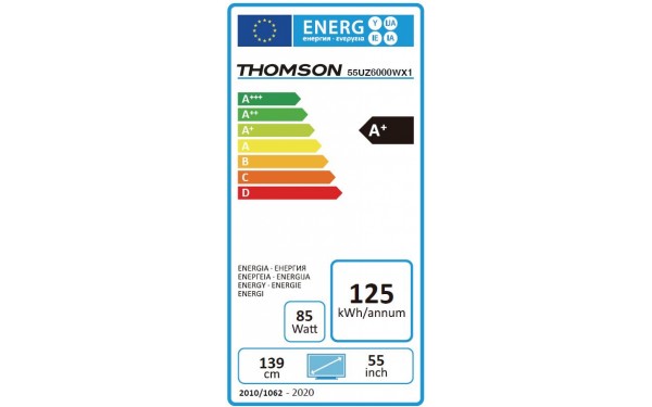 THOMSON 55UZ6000W - &Eacute;tiquette &eacute;nergie