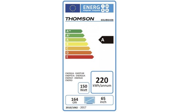 THOMSON 65UB6406 - &Eacute;tiquette &eacute;nergie