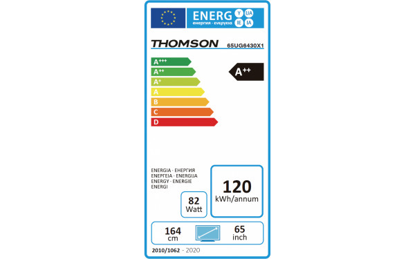 THOMSON 65UG6430 - &Eacute;tiquette &eacute;nergie