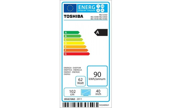 TOSHIBA 40L1343DG - &Eacute;tiquette &eacute;nergie