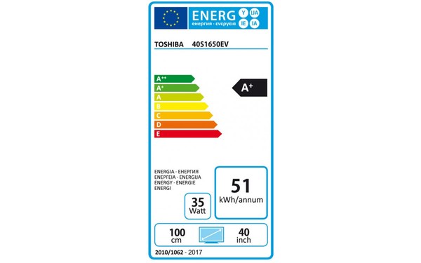 TOSHIBA 40S1650EV - &Eacute;tiquette &eacute;nergie