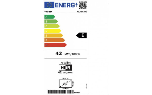 TOSHIBA 43LA2063DG - &Eacute;tiquette &eacute;nergie v2