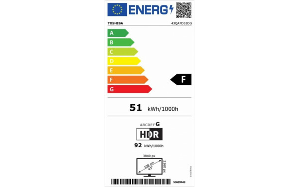 TOSHIBA 43QA7D63DG - &Eacute;tiquette &eacute;nergie v2