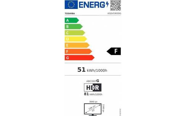 TOSHIBA 43QV3363DG - &Eacute;tiquette &eacute;nergie v2