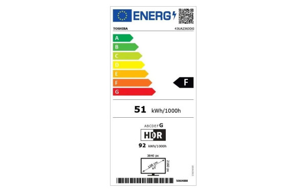 TOSHIBA 43UA2363DG - &Eacute;tiquette &eacute;nergie v2