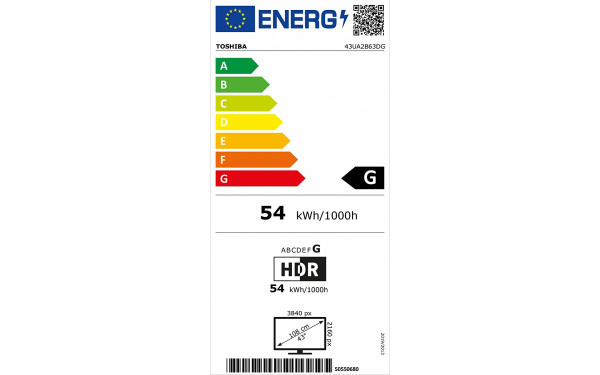 TOSHIBA 43UA2B63DG - &Eacute;tiquette &eacute;nergie v2