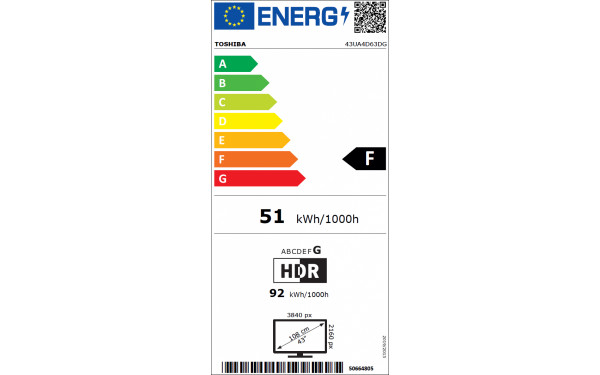TOSHIBA 43UA4D63DG - &Eacute;tiquette &eacute;nergie v2