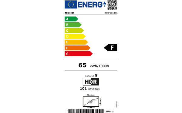 TOSHIBA 50UF3D63DA - &Eacute;tiquette &eacute;nergie v2