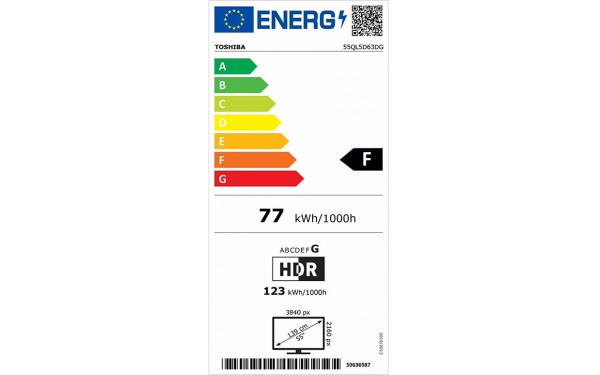 TOSHIBA 55QL5D63DG - &Eacute;tiquette &eacute;nergie v2