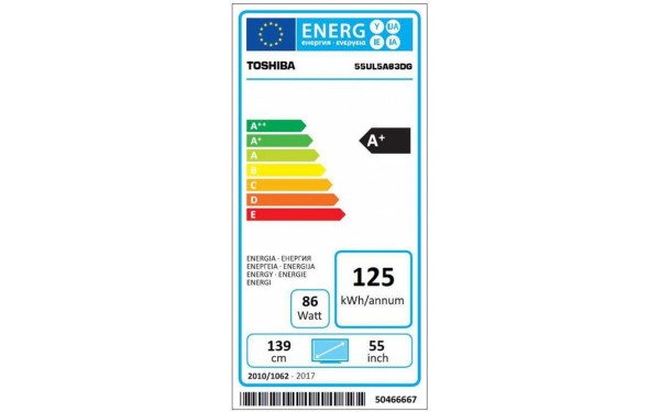 TOSHIBA 55UL5A63DG - &Eacute;tiquette &eacute;nergie