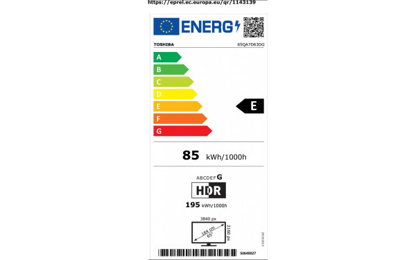 TOSHIBA 65QA7D63DG - &Eacute;tiquette &eacute;nergie v2