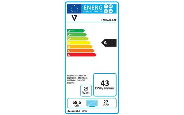 VIDEOSEVEN V7 L27HAS2K-2E - &Eacute;tiquette &eacute;nergie