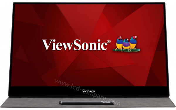 VIEWSONIC TD1655 - Vue de face avec rabat de protection et stylet (inclus)