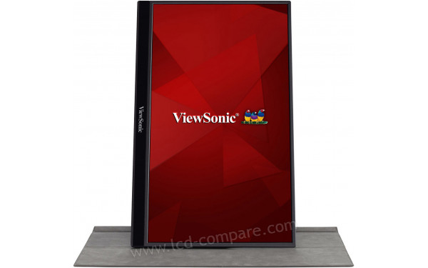 VIEWSONIC VG1655 - Vue de face en mode portrait avec rabat de protection (inclus)