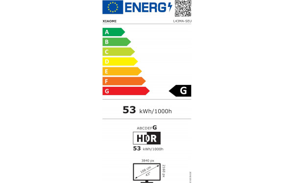 XIAOMI A Pro 43 2025 - &Eacute;tiquette &eacute;nergie v2