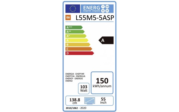 XIAOMI Mi TV 4S 55 - &Eacute;tiquette &eacute;nergie