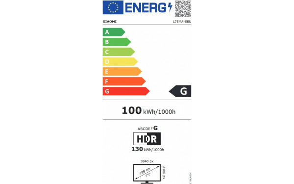 XIAOMI A Pro 75 2025 - &Eacute;tiquette &eacute;nergie v2