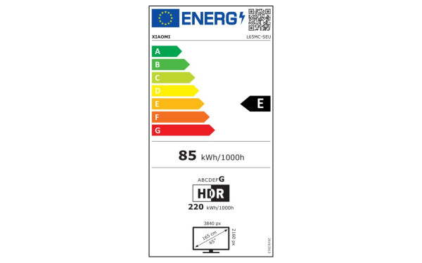 XIAOMI TV S Mini LED 65 2026 - &Eacute;tiquette &eacute;nergie v2