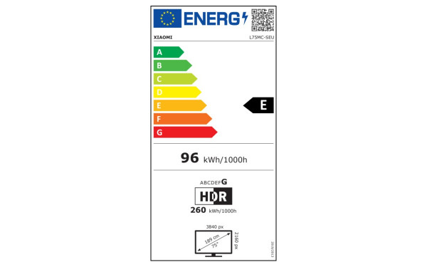 XIAOMI TV S Mini LED 75 2026 - &Eacute;tiquette &eacute;nergie v2